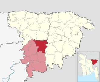 Location of Nabiganj Upazila