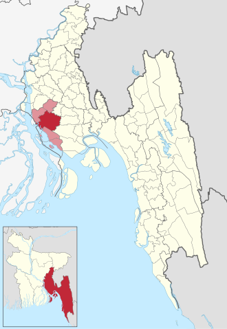 Location of Lakshmipur Sadar Upazila