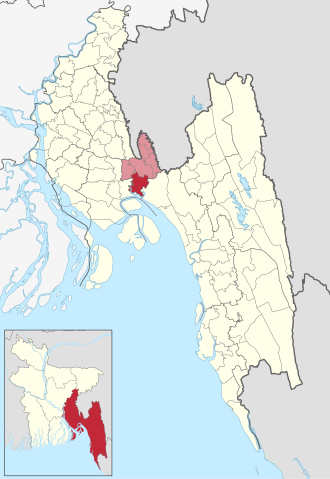Location of Sonagazi Upazila