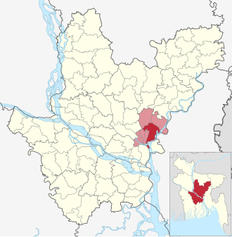 Location of Sonargaon Upazila
