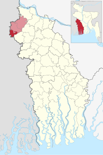 Location of Mujibnagar Upazila