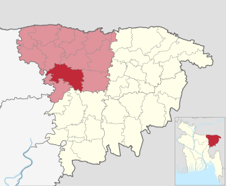 Location of Derai Upazila