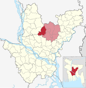 Location of Kaliakair Upazila