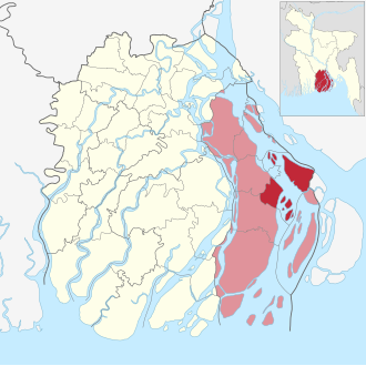 Location of Tazumuddin Upazila